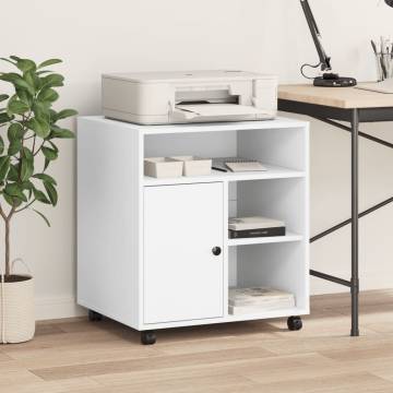 Printer Stand with Wheels - White 60x50x67 cm | HipoMarket