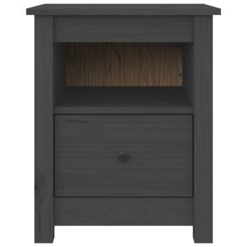 Stylish Grey Bedside Cabinet | Solid Pine Wood - 40x35x49 cm