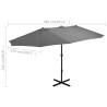 Outdoor Parasol with Aluminium Pole - 460x270 cm Anthracite