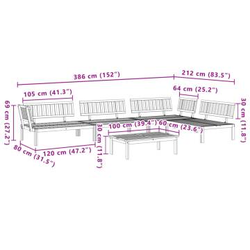 5 Piece Garden Pallet Sofa Set - Solid Acacia Wood