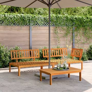 3 Piece Garden Pallet Sofa Set - Solid Acacia Wood