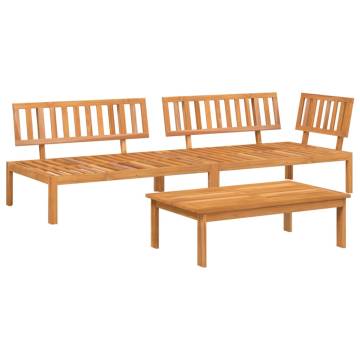 3 Piece Garden Pallet Sofa Set - Solid Acacia Wood