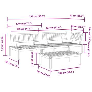 3 Piece Garden Pallet Sofa Set - Solid Acacia Wood