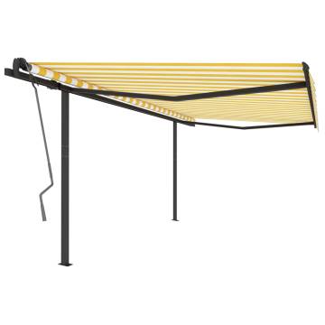 Manual Retractable Awning 4.5x3m Yellow & White | HipoMarket