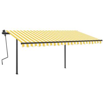 Manual Retractable Awning 4.5x3m Yellow & White | HipoMarket