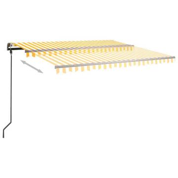 Manual Retractable Awning 4.5x3m Yellow & White | HipoMarket