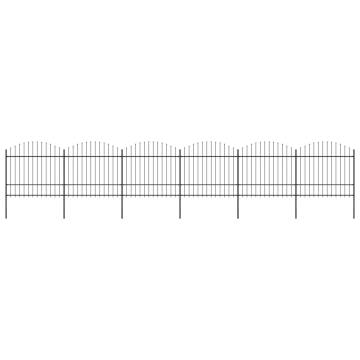 Garden Fence with Spear Top Steel (1.5-1.75)x10.2 m Black