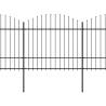 Garden Fence with Spear Top Steel (1.5-1.75)x10.2 m Black