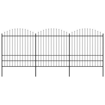 Premium Garden Fence with Spear Top Steel - 1.75-2m x 5.1m Black