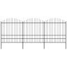 Garden Fence with Spear Top Steel (1.75-2)x5.1 m Black Quantity in Package 1 Length 5.1 m Height 175-200 cm 