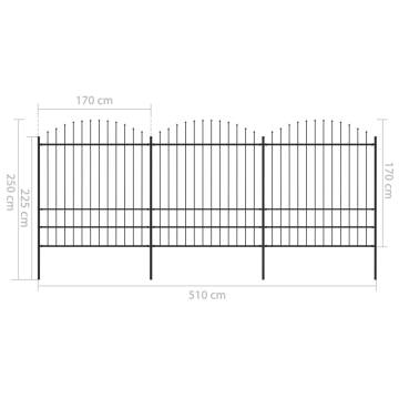 Premium Garden Fence with Spear Top Steel - 1.75-2m x 5.1m Black