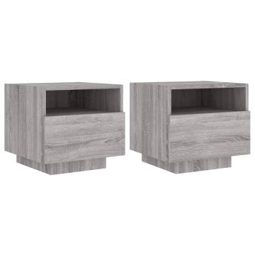 Stylish Bedside Cabinets with LED Lights - Grey Sonoma