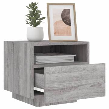 Stylish Bedside Cabinets with LED Lights - Grey Sonoma