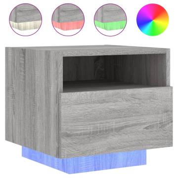 Stylish Bedside Cabinets with LED Lights - Grey Sonoma