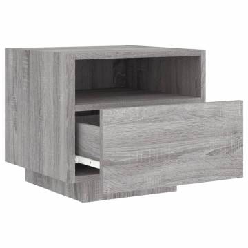 Stylish Bedside Cabinets with LED Lights - Grey Sonoma