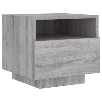 Stylish Bedside Cabinets with LED Lights - Grey Sonoma