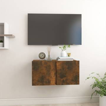 Hanging TV Cabinet Smoked Oak - 60x30x30 cm | Hipomarket UK