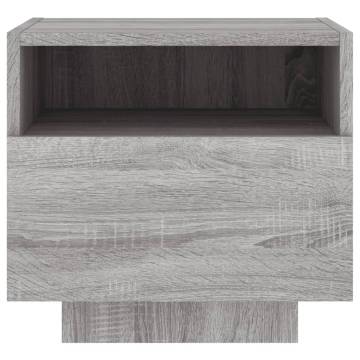 Stylish Bedside Cabinets with LED Lights - Grey Sonoma