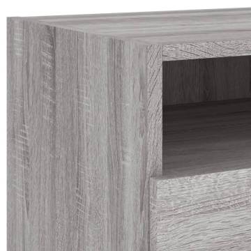 Stylish Bedside Cabinets with LED Lights - Grey Sonoma