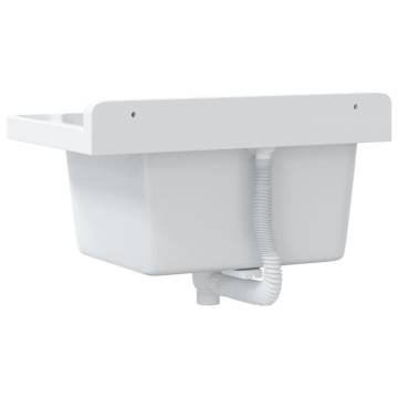 Wall-Mounted White Sink Washbasin - 50x35x24 cm Resin