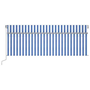 Manual Retractable Awning 4.5x3m Blue & White | HipoMarket