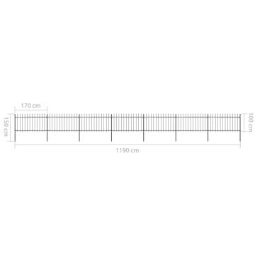 Elegant Black Garden Fence with Spear Top - 11.9m Steel