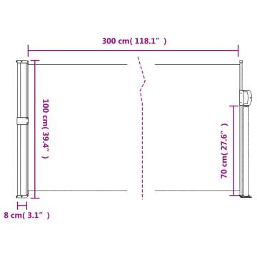 Retractable Side Awning Beige 100x300 cm - Privacy Screen