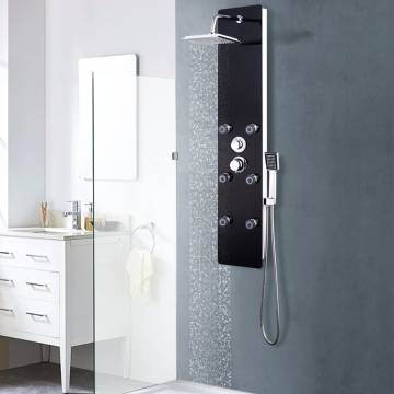 Modern Black Shower Panel Unit - 25x44.6x130 cm