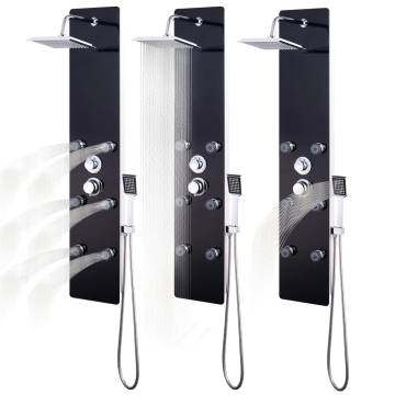 Modern Black Shower Panel Unit - 25x44.6x130 cm