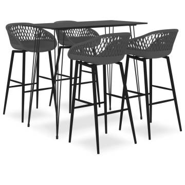 5 Piece Bar Set Black and Grey - Modern Design for Home & Garden