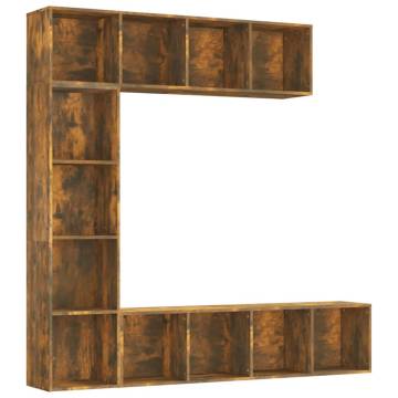 3 Piece Smoked Oak Book/TV Cabinet Set | 180x30x180 cm