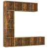 3 Piece Smoked Oak Book/TV Cabinet Set | 180x30x180 cm