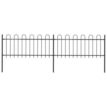 Garden Fence with Hoop Top Steel 3.4x0.8 m Black | HipoMarket