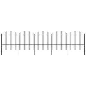 Garden Fence with Spear Top Steel - 8.5m Black | Hipo Market