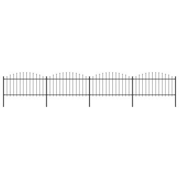 Garden Fence with Spear Top Steel - 6.8m Black | HipoMarket