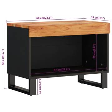 Stylish TV Cabinet 60x33x43.5 cm - Solid Acacia Wood