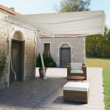 Cream Freestanding Manual Retractable Awning - 600x350 cm