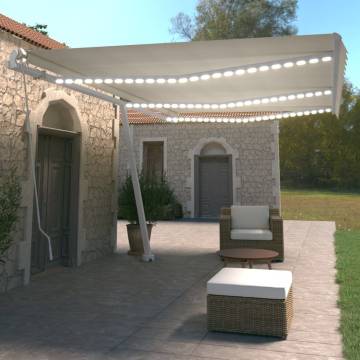 Manual Retractable Awning with LED - 600x350 cm Cream