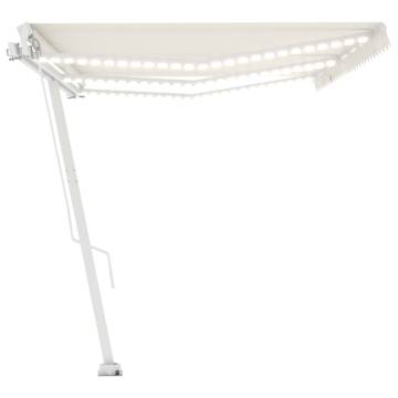 Manual Retractable Awning with LED - 600x350 cm Cream