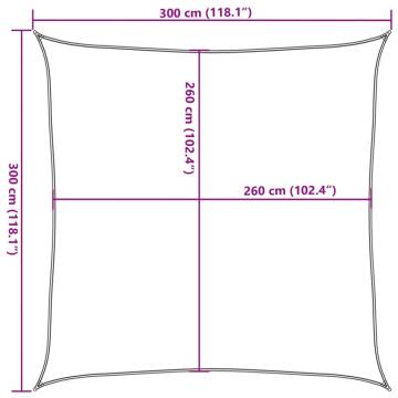 Light Grey Sun Shade Sail 3x3m - 100% Polyester Oxford