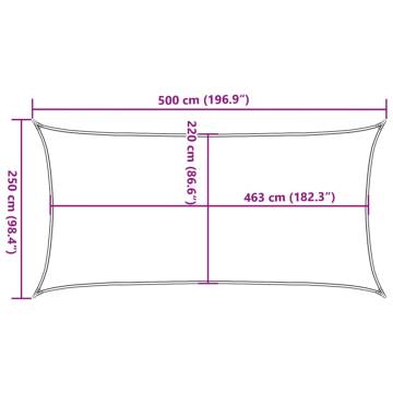 Light Grey Sun Shade Sail 5x2.5m | UV & Water Resistant