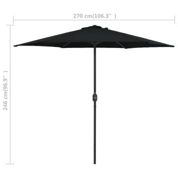 Outdoor Parasol with Aluminium Pole - Black 270x246 cm