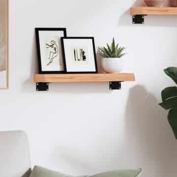 Wall Shelf Light Brown - Solid Oak Wood | 40x10x4 cm