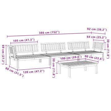 4 Piece Garden Pallet Sofa Set - Solid Wood Acacia Furniture