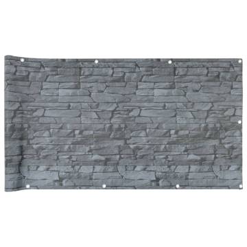 Garden Privacy Screen Ledge Stone Look Grey 300x120 cm PVC