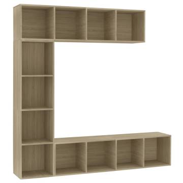 3 Piece Sonoma Oak Book/TV Cabinet Set - Stylish Storage