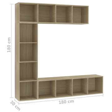 3 Piece Sonoma Oak Book/TV Cabinet Set - Stylish Storage