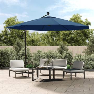 Cantilever Umbrella with LED Lights - Azure Blue 350 cm