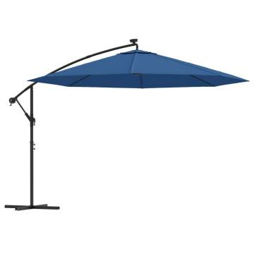 Cantilever Umbrella with LED Lights - Azure Blue 350 cm