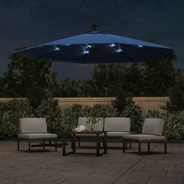 Cantilever Umbrella with LED Lights - Azure Blue 350 cm